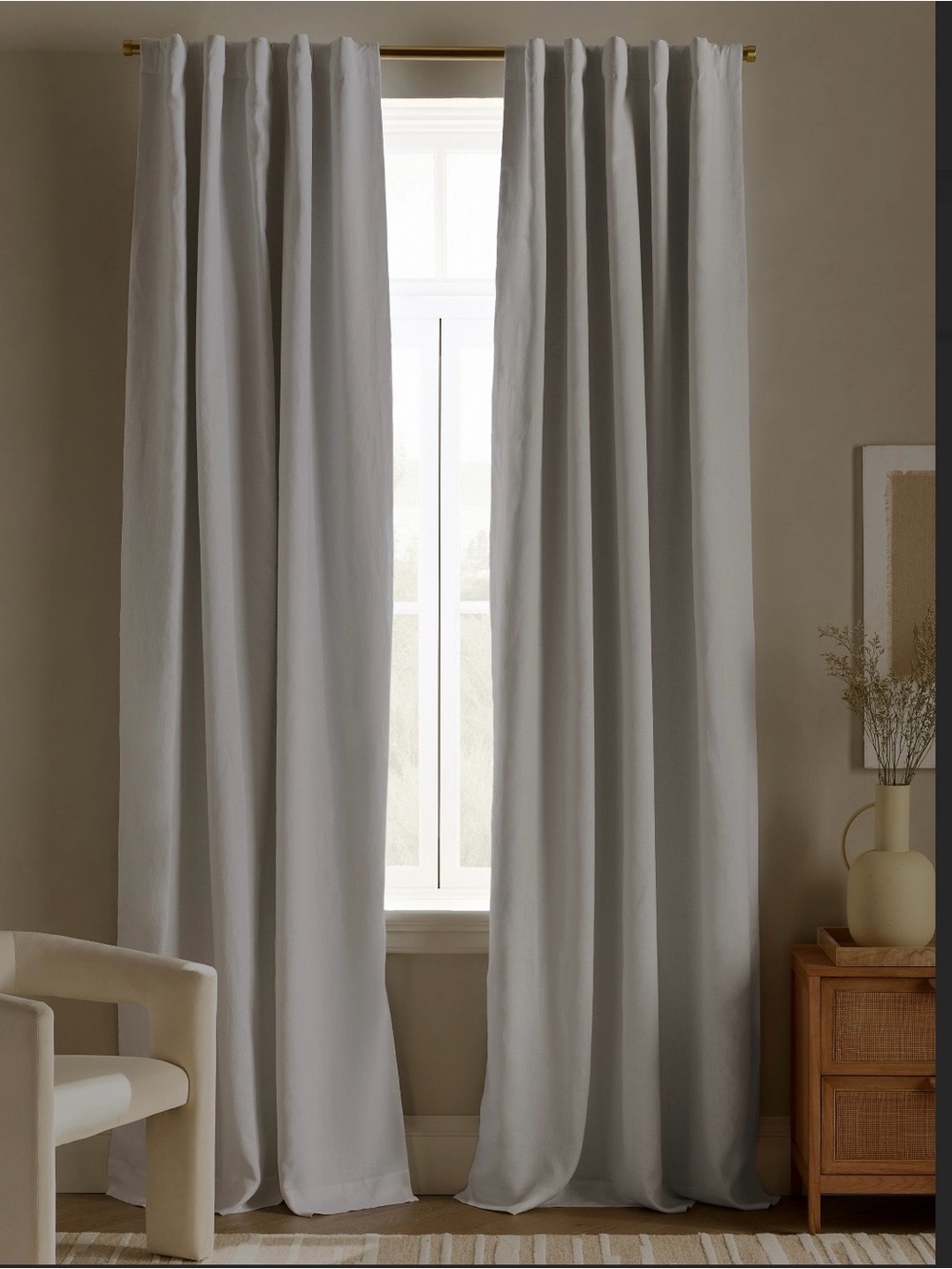 Quince NWOT European Linen True Blackout Curtain, 96x96, White